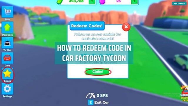 How to redeem code in Car Factory Tycoon